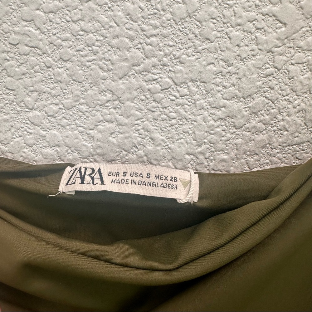 ZARA - Olive Green Bodycon Maxi Dress (Small) - Picture 4 of 5